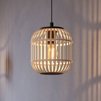 Závesná lampa Bordesley s dreveným tienidlom 21 cm