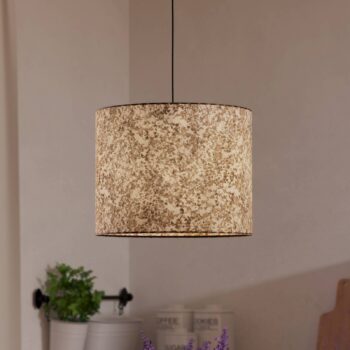 Závesná lampa Butterburn, Ø 36 cm, béžová/zelená, látka