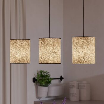 Závesná lampa Butterburn, dĺžka 86 cm, béžová/zelená, 3 svetlá,