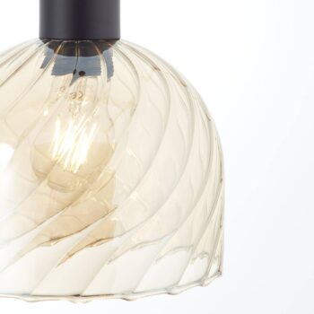 Závesná lampa Casto, Ø 19 cm, jantárová farba, sklo