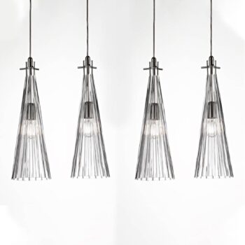 Závesná lampa Costa Rica, 4-plameňová, priehľadná