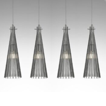 Závesná lampa Costa Rica, 4-plameňová, sivá