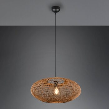 Závesná lampa Hedda zo sisalu a kovu