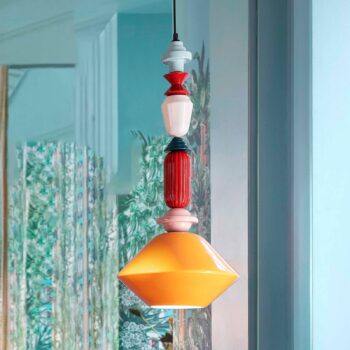 Závesná lampa Lariat z keramiky, výška 70 cm, žltá