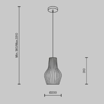 Závesná lampa Maytoni Roots, Ø 20 cm, výška 31 cm, drevo/čierna