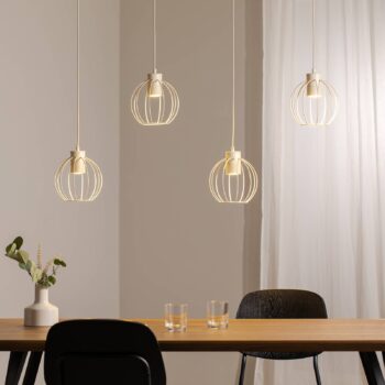 Závesná lampa STARLIGHT, krémovo biela, 4 svetlá, dĺžka 100 cm kov