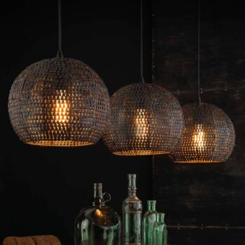 Závesná lampa Setengah 3-pl., tienidlá okrúhle