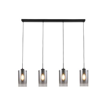Závesná lampa Ventotto, čierna/dymová, dĺžka 125 cm, 4 svetlá.