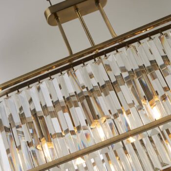 Závesná lampa Victoria, mosadzná farba, krištáľové sklo, 78 cm, E27