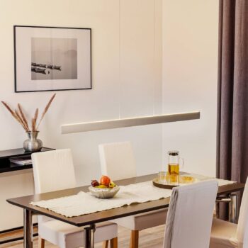 Závesné LED svietidlo Runa nikel dĺžka 132 cm