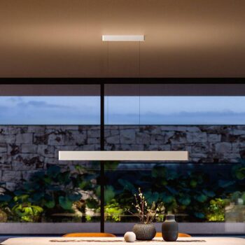 Závesné LED svietidlo Satori, dĺžka 114,4 cm, biela, 2 700 K, hliník