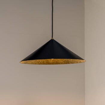 Závesné svetlo Fuji, kompozitné vlákno, čierna/zlatá farba, Ø 50 cm