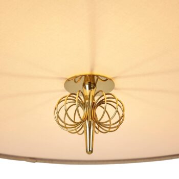 Závesné svetlo GUBI 1967, mosadz, plátenné tienidlo, Ø 56 cm