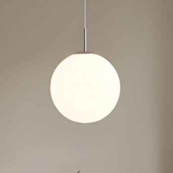 Závesné svetlo Lindby Marike, Ø 30 cm, biele, sklo, guľa, E27