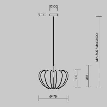 Závesné svetlo Maytoni Cambio, hnedá farba, Ø 47,5 cm, plsť, E27