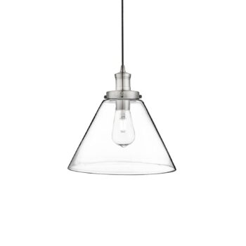 Závesné svetlo Pyramída, strieborná/čierna, sklo, Ø 29 cm, E27