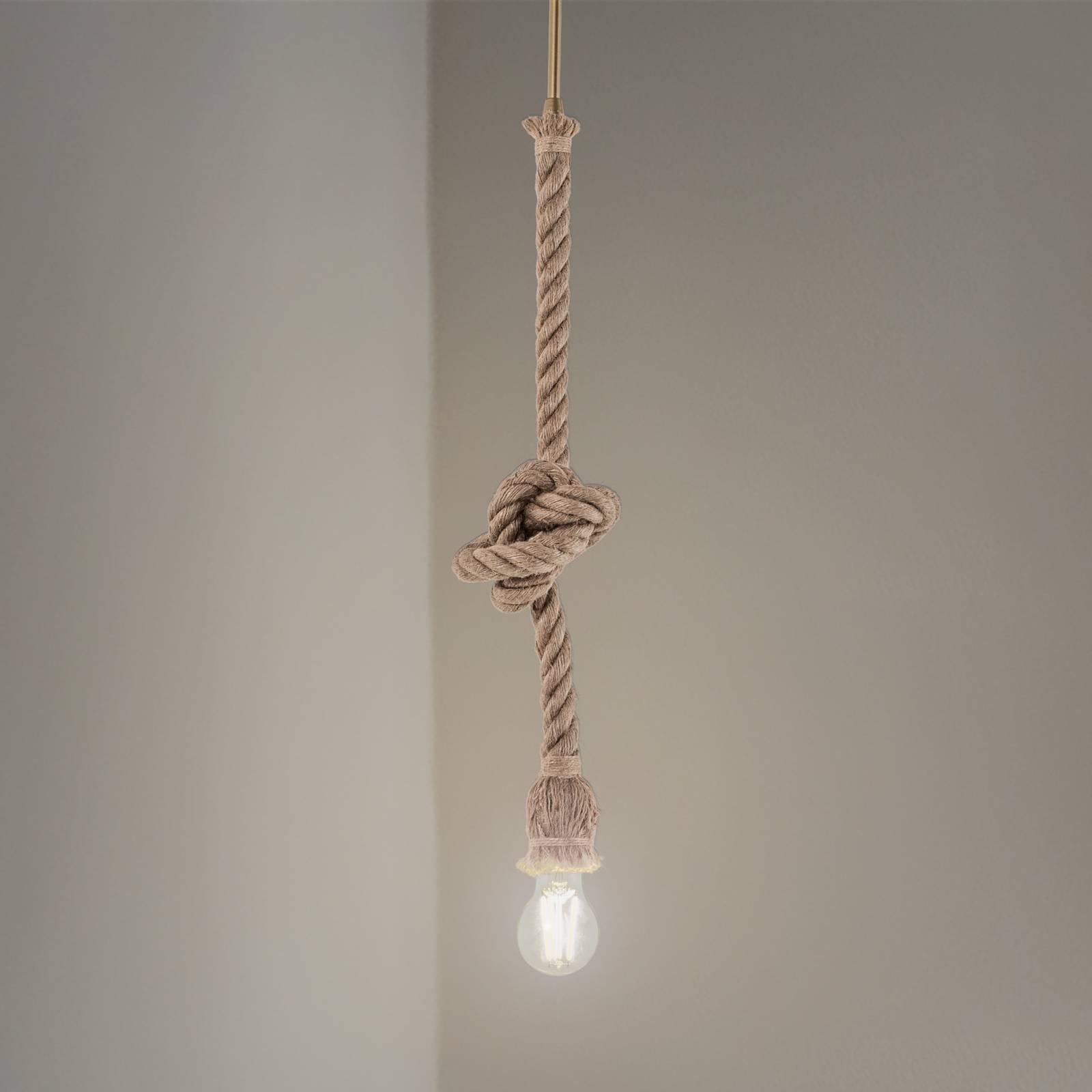 Závesné svietidlo AYD, béžové, lano, výška 70 cm, E27, ručne vyrobené Závesné svietidlo AYD, béžové, lano, výška 70 cm, E27, ručne vyrobené