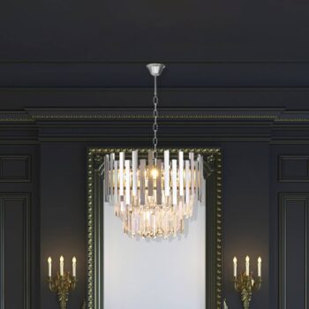 Závesné svietidlo Aspen kov chrómové sklenené kryštály výška 30 cm