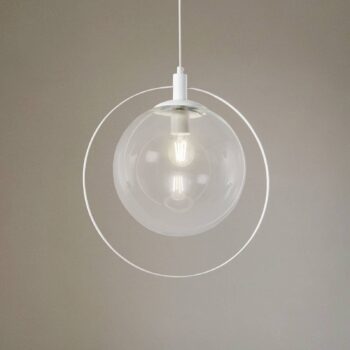 Závesné svietidlo Aura, biele, kov, sklo, číre, E27