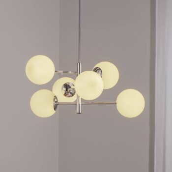 Závesné svietidlo Aurora, chróm, Ø 60 cm, 6-pl. sklo, E14