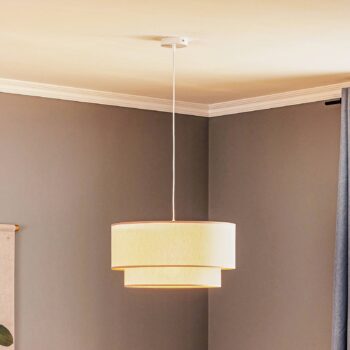 Závesné svietidlo Boho, dvojité tienidlo, béžové