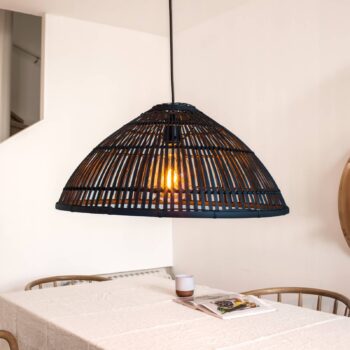 Závesné svietidlo Capello z bambusu, čierne
