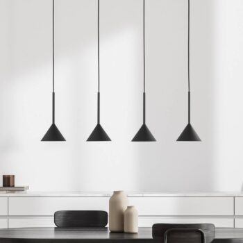 Závesné svietidlo Cono Mini, 4-pl., čierne GU10