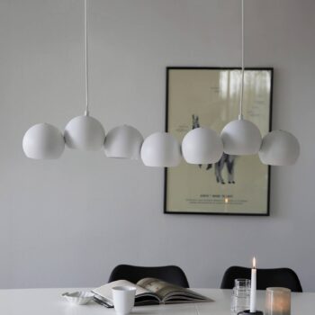 Závesné svietidlo Cupolo, biele, železo, dĺžka 101 cm, 7 svetiel