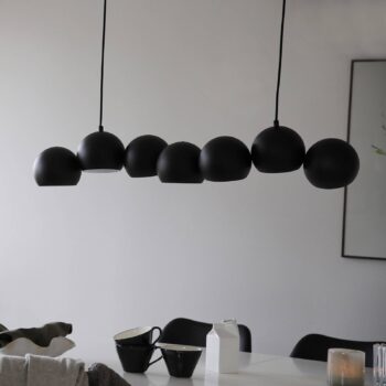 Závesné svietidlo Cupolo, čierne, železo, dĺžka 101 cm, 7 svetiel