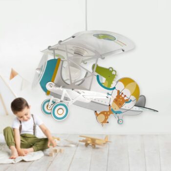 Závesné svietidlo Dalber Crocodile Plane, farebné, drevo/plast