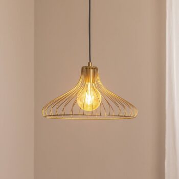 Závesné svietidlo Depay, zlaté, 1-pl., kov, Ø 36 cm, E27