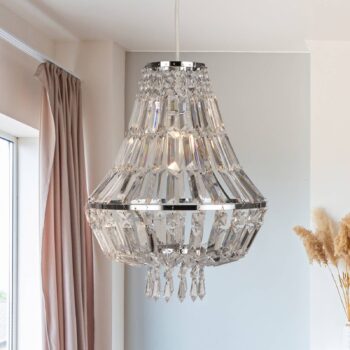 Závesné svietidlo Dietana, číre/šedé, kov, Ø 30 cm, E27