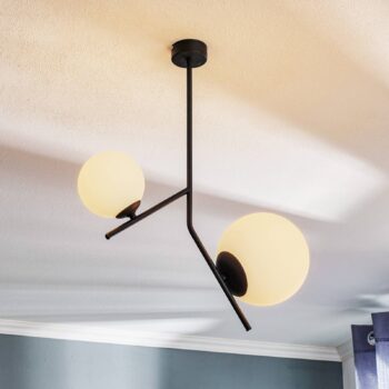 Závesné svietidlo Dione, 2-plameňové, čierne