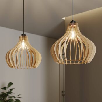 Závesné svietidlo Envostar Faje, brezová preglejka, 2fl