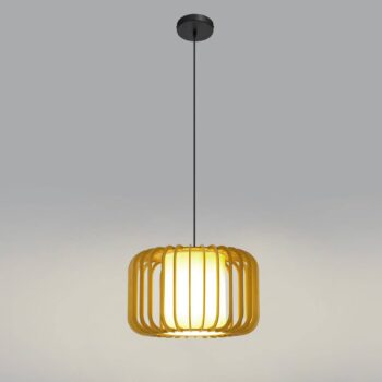 Závesné svietidlo Forlight Viva, svetlohnedá farba, drevo, Ø 40 cm