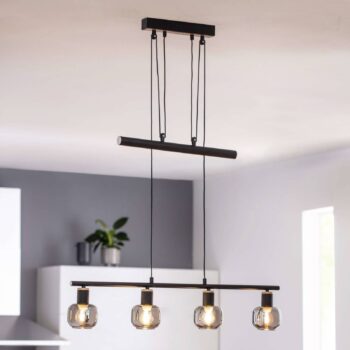 Závesné svietidlo Fumoso 4-pl. čierna/dymová sivá