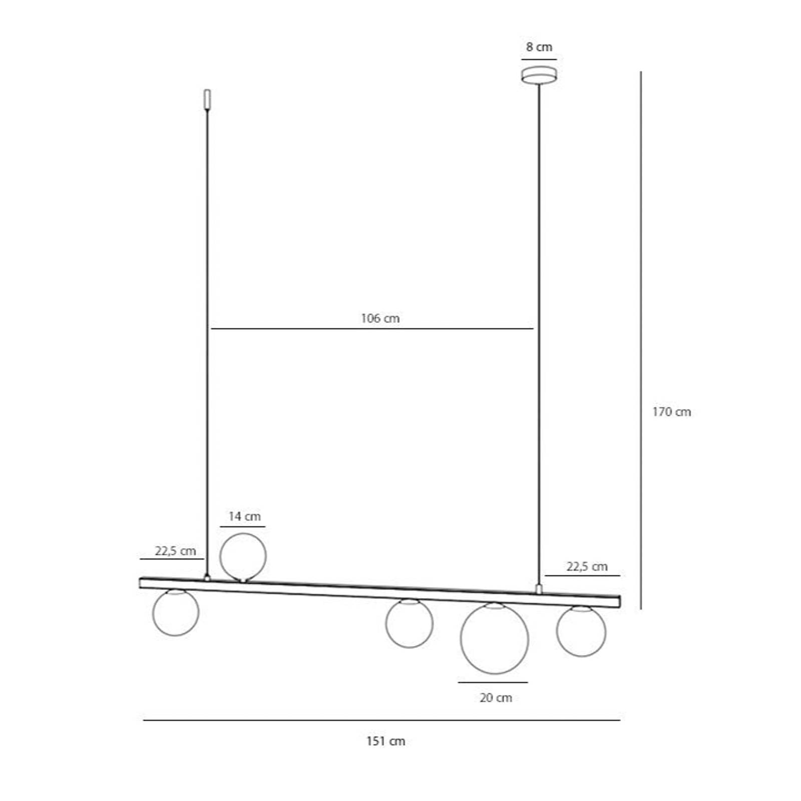 Závesné svietidlo Garda 5, lúč, kov, sklo, čierne, 5-pl. Závesné svietidlo Garda 5, lúč, kov, sklo, čierne, 5-pl.