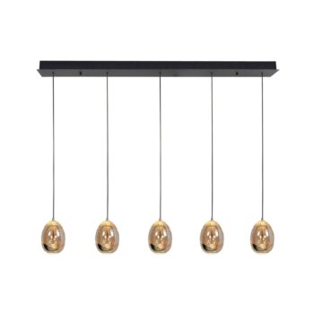 Závesné svietidlo Golden Egg, jantárovo-zlatá farba, dĺžka 107 cm, 5-svetelné