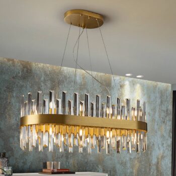 Závesné svietidlo Grace, železo, sklo, ovál, 20 svetiel