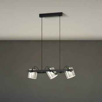 Závesné svietidlo Hornwood 2, dĺžka 78 cm, čierna farba, 3 svetlá.