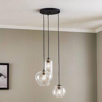 Závesné svietidlo Kaja 3-plameňové, sklenené tienidlá číre