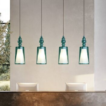 Závesné svietidlo Karman Alibaglass Big, tyrkysová, Ø 24 cm