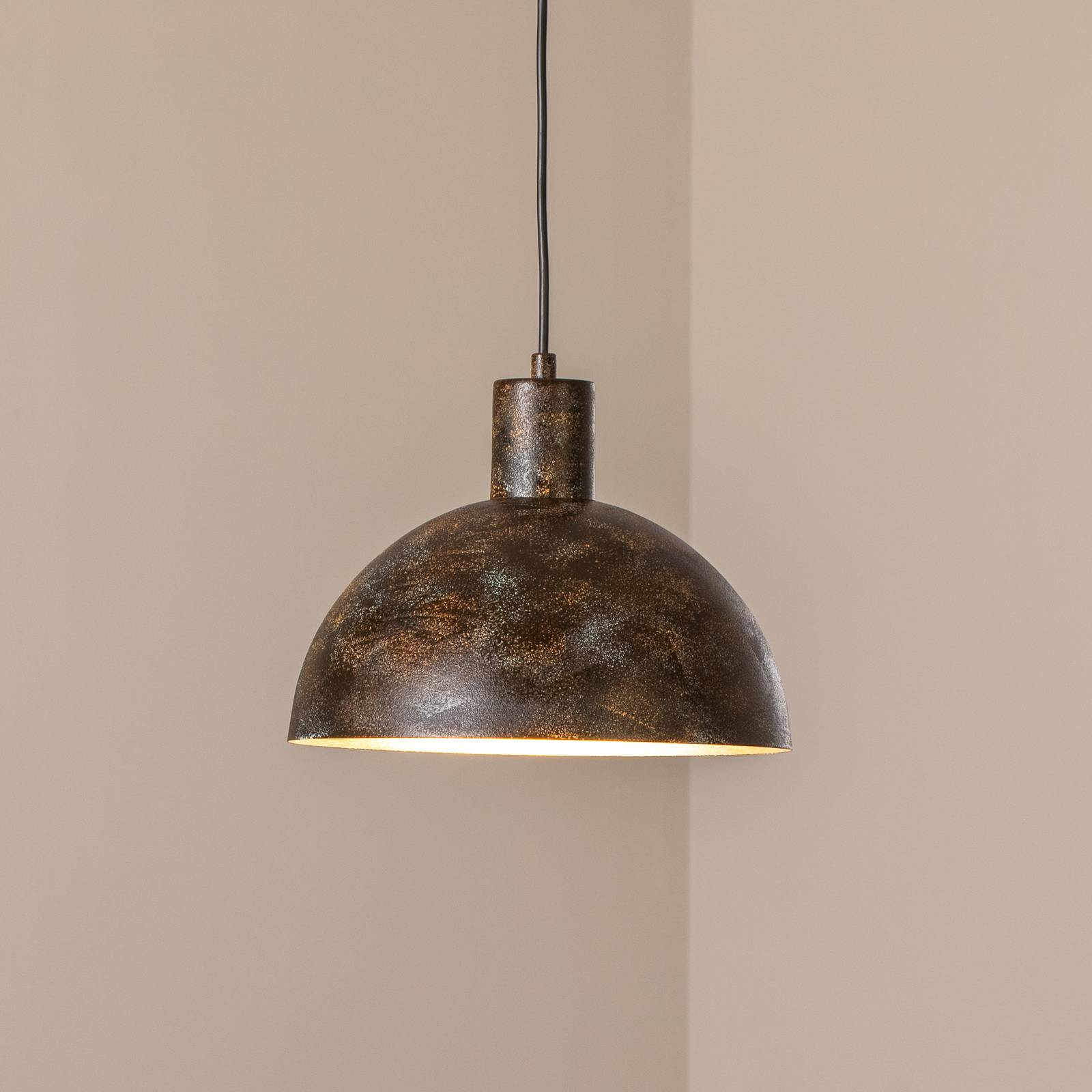 Závesné svietidlo Kure, čierno-hnedé, kov, Ø 30 cm, E27 Závesné svietidlo Kure, čierno-hnedé, kov, Ø 30 cm, E27