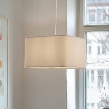 Závesné svietidlo Kwadro, béžová farba, 40 x 40 cm, velúrová tkanina