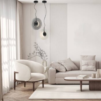 Závesné svietidlo LED 23074, dymovo sivá, sklo, Ø 35 cm, 3 000 K