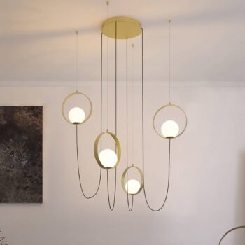 Závesné svietidlo LED Halo, zlaté, štvorsvetelné, decentralizované