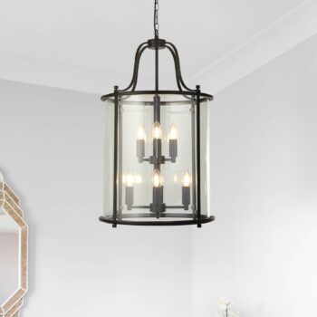 Závesné svietidlo Lantern Grande, čierne/čierne, sklo, E14