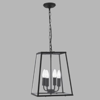 Závesné svietidlo Lantern, čierna, 4-plameňové