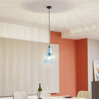 Závesné svietidlo Lindby Belarion, modré, 1 svetlo, sklo, Ø 23 cm