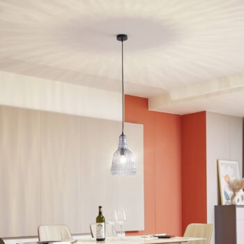 Závesné svietidlo Lindby Belarion, sivé, 1 svetlo, sklo, Ø 23 cm